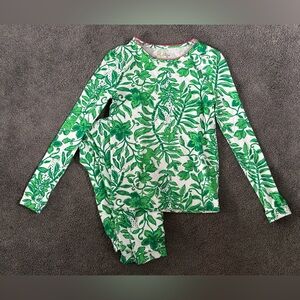 Lilly Pulitzer Girls Mini Sammy Pajama Set Fiddle Leaf Green Size 10 Christmas